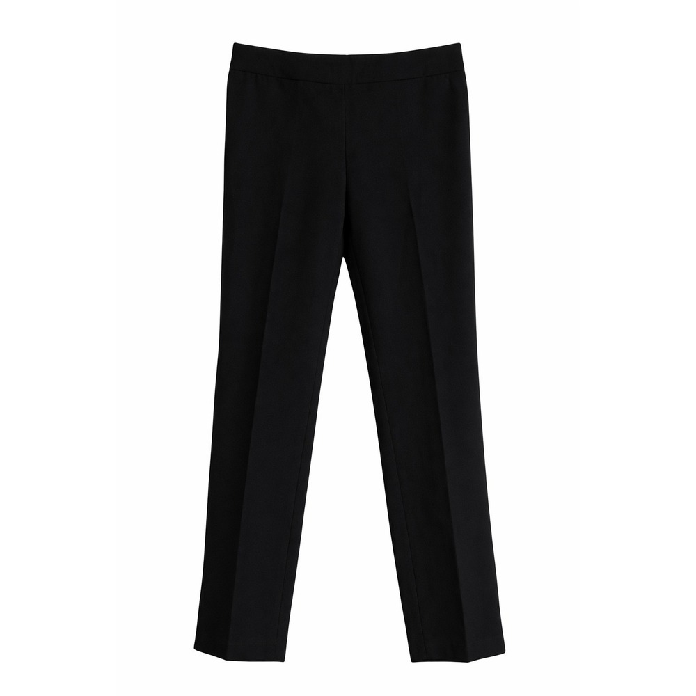 Tory Burch Black Wool Blend Pants Size 6 Side Zip Tapered Quiet Luxury